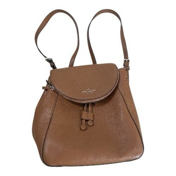 Kate Spade New York Leila Medium Flap Backpack Brown Pebbled Leather main image 14